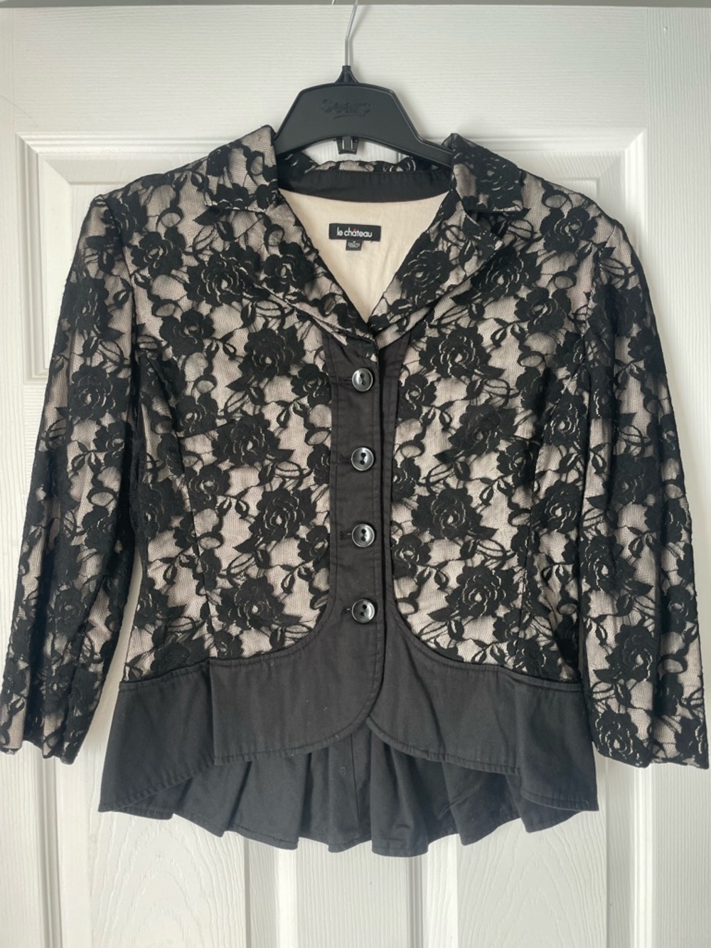 Le Chateau Black Lace Peplum Blazer